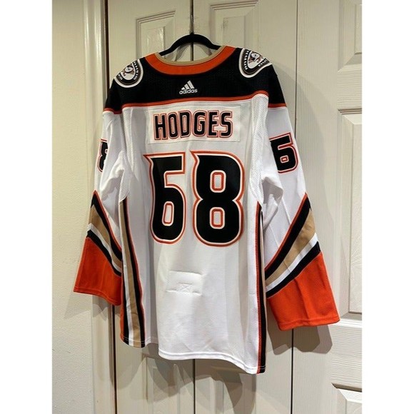 NWT Authentic NHL Anaheim Ducks Adidas Away Hockey Jersey EBUG Tom Hodges 68 3XL - Picture 6 of 12